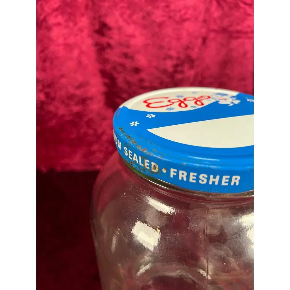 Vintage Glass Kitchen Storage Jar – Eggo Advertising Lid Mid Century Canister